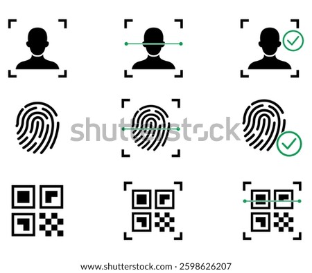 Digital scanning qr and face detection security concept illustration  