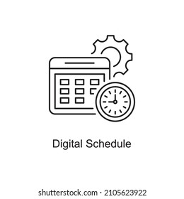 Digital Schedule vector Outline Icon Design illustration. Educational Technology Symbol on White background EPS 10 File