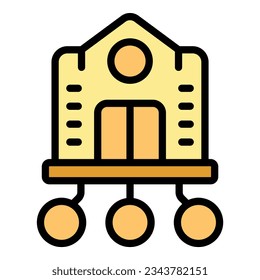 Vector de contorno de icono de escuela digital. Universidad del libro. Plano de color para ciencias de la universidad