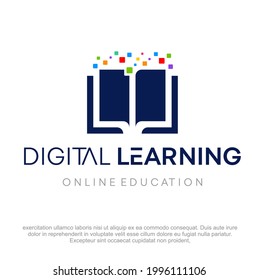 Digital School Logo Design. Online Learning Vector Logo. Digital Library Logo Design. Modern Learning Logo Design