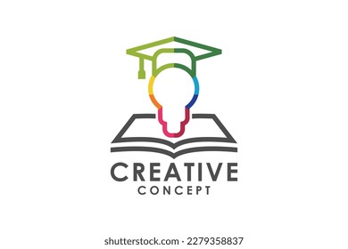 Digital School Logo Design Stock Vector. book,lamp Idea and education logo design illustration.