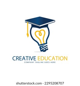 Digital School Logo Design Stock Vector. lamp Idea and education logo design illustration. light bulb student hat logo template