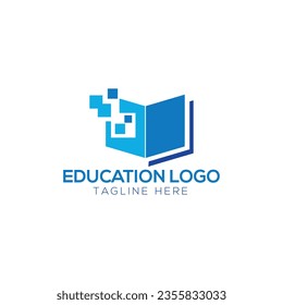 Vectores de material de diseño de logotipos de escuelas digitales. Logo de la educación. Medios

