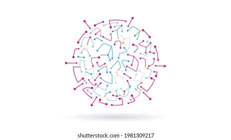 Digital science communication tech sharing particle explosion elements 