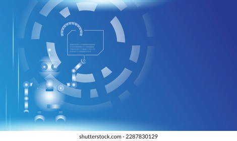 digital science fiction background with robotic object