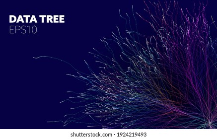 Digital Science Technology Concept. Data Tree Root. Technology Data Tree Fiber Connect