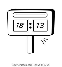 Digital scoreboard displaying the match score in real time