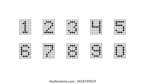 Digital scoreboard icons set. 1-10 set numbers