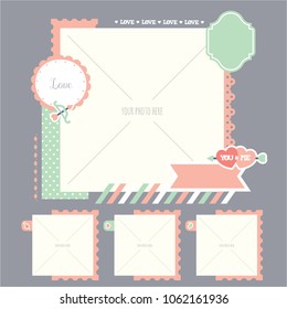 Digital Scrapbook Template Layout Stock Vector (Royalty Free