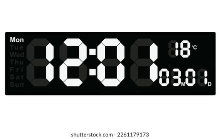 Digital screen clock. vector illustration