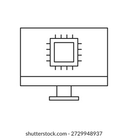 Digital screen displaying central processing unit chip symbol