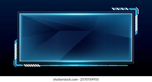 Digital screen or technology box blue light interface vector editable