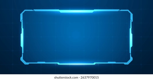Digital screen or technology box blue light interface vector editable	