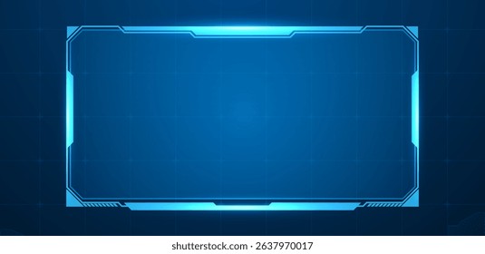 Digital screen or technology box blue light interface vector editable