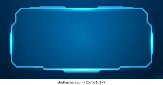 Pantalla digital o caja de tecnología de luz azul cyberpunk. Vector editable