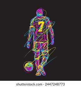 digital scribble art football player pose, design for football lovers