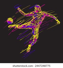 digital scribble art football player pose, design for football lovers