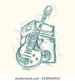 Digitale Kritzelkunst mit Gitarrendesign
