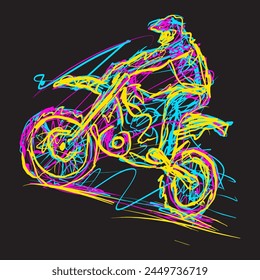 digital scribble art motocross riders abstract concept