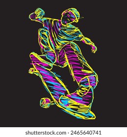 digital scribble art style design inspired by skater athlete