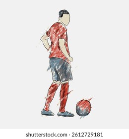 digital scribble painting water color football player pose