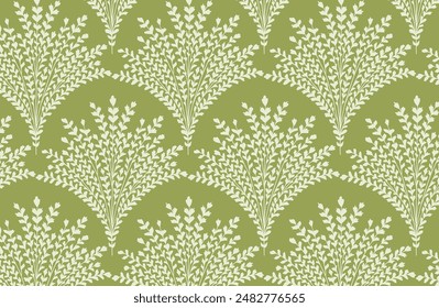 Digital seamless bouquet of leaves pattern block print batik vector ajrakh