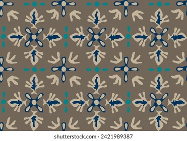 Digital seamless floral pattern block print batik vector