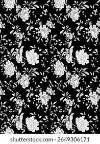 Digital seamless pattern black illustration design 2