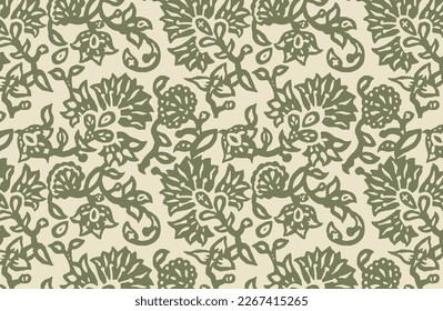 Digital seamless pattern block print batik vector Ajrakh - Shutterstock ID 2267415265