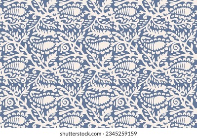 Digital seamless pattern block print batik vector Ajrakh