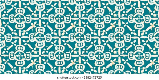 Digital seamless pattern block print batik vintage.