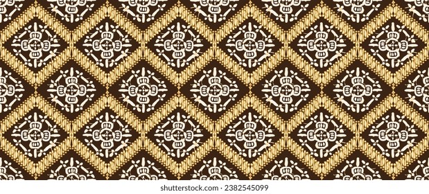 Digital seamless pattern block print batik Parang. Traditional javanese batik.