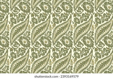 Digital seamless pattern block print batik vector Ajrakh