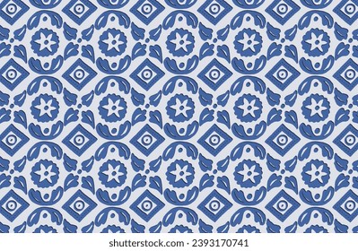 Digital seamless pattern block print batik vector geometric ajrakh