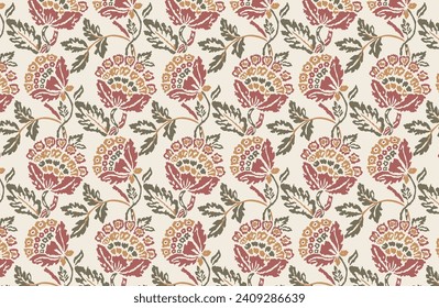 Digital seamless pattern block print batik vector ikat style