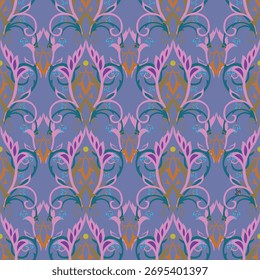 Vetor de batik de impressão de bloco de padrão contínuo digital
