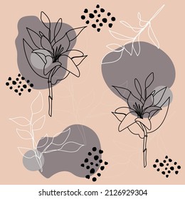 Digital seamless pattern with graphic leaves. Elegant design for fabric, textile, wallpaper and packaging