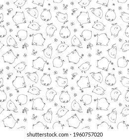 digital seamless patterns, funny little chickens, baby print