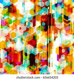 Digital seamless texture for fabric, wrapping, home decor. Rectangles and hexagons.