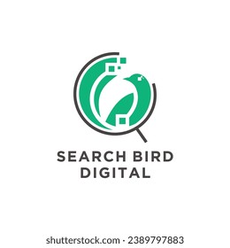 digital search bird logo design	