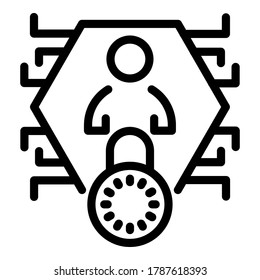 Digital secured personal information icon. Outline digital secured personal information vector icon for web design isolated on white background