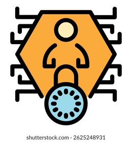 Digital secured personal information icon. Outline digital secured personal information vector icon thin line color flat on white