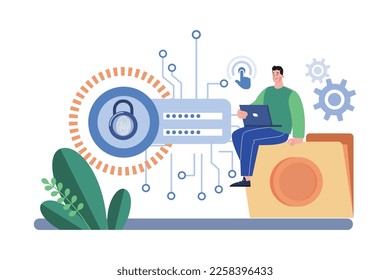 Konzept für den digitalen Zugriff auf Illustration auf weißem Hintergrund