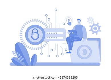 Konzept für den digitalen Zugriff auf Illustration auf weißem Hintergrund