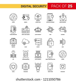 Digital Security Black Line Icon - 25 Business Outline Icon Set