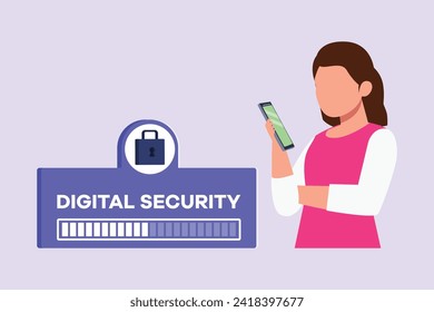 Digital Security concept. Colored flat vector illustration isolated.