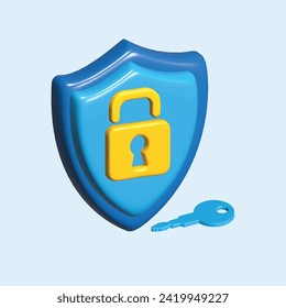 Concepto de seguridad digital. Estilo real de dibujos animados en 3d.