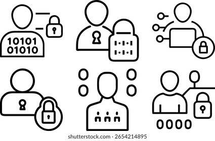 Digital security and data protection illustrated through user icons and padlocks