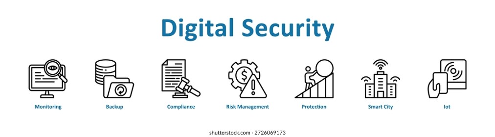 Icono de seguridad digital colección de arte de línea de Anuncio