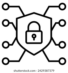 Digital Security icon line vector illustration